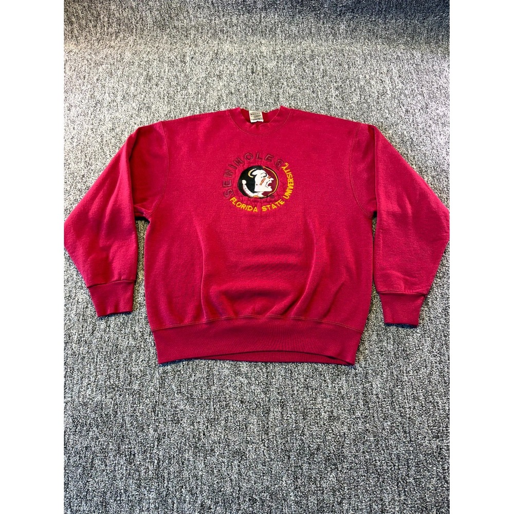 Fruit of The Loom Heavy Florida State Seminoles Football Sweatshirt Mens L Red